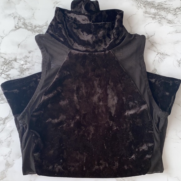Revamped Velvet Mesh Turtle Neck BodySuit - Picture 3 of 6